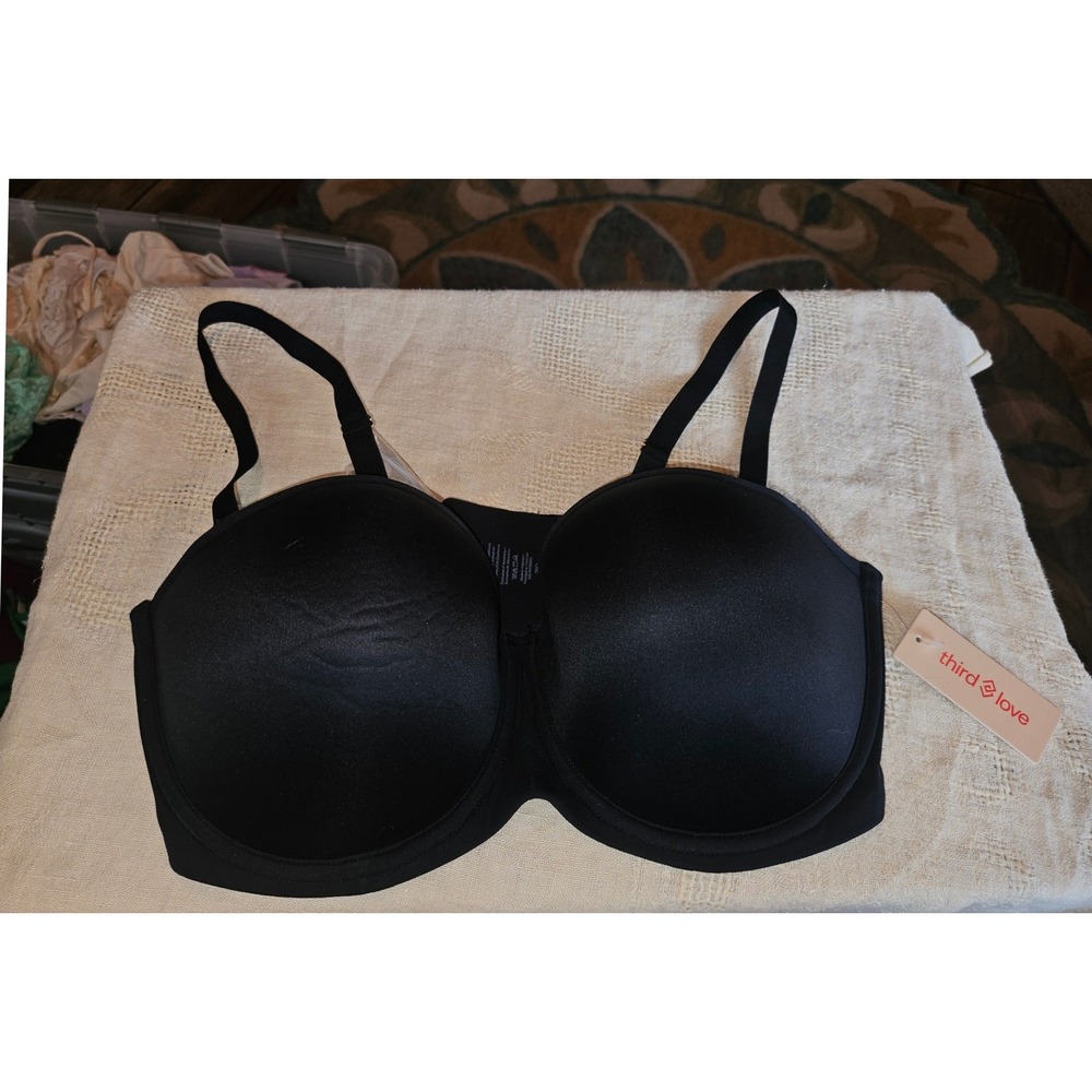 ThirdLove 24/7 Classic Strapless Bra Black 38D Convertible Clear Straps NWT